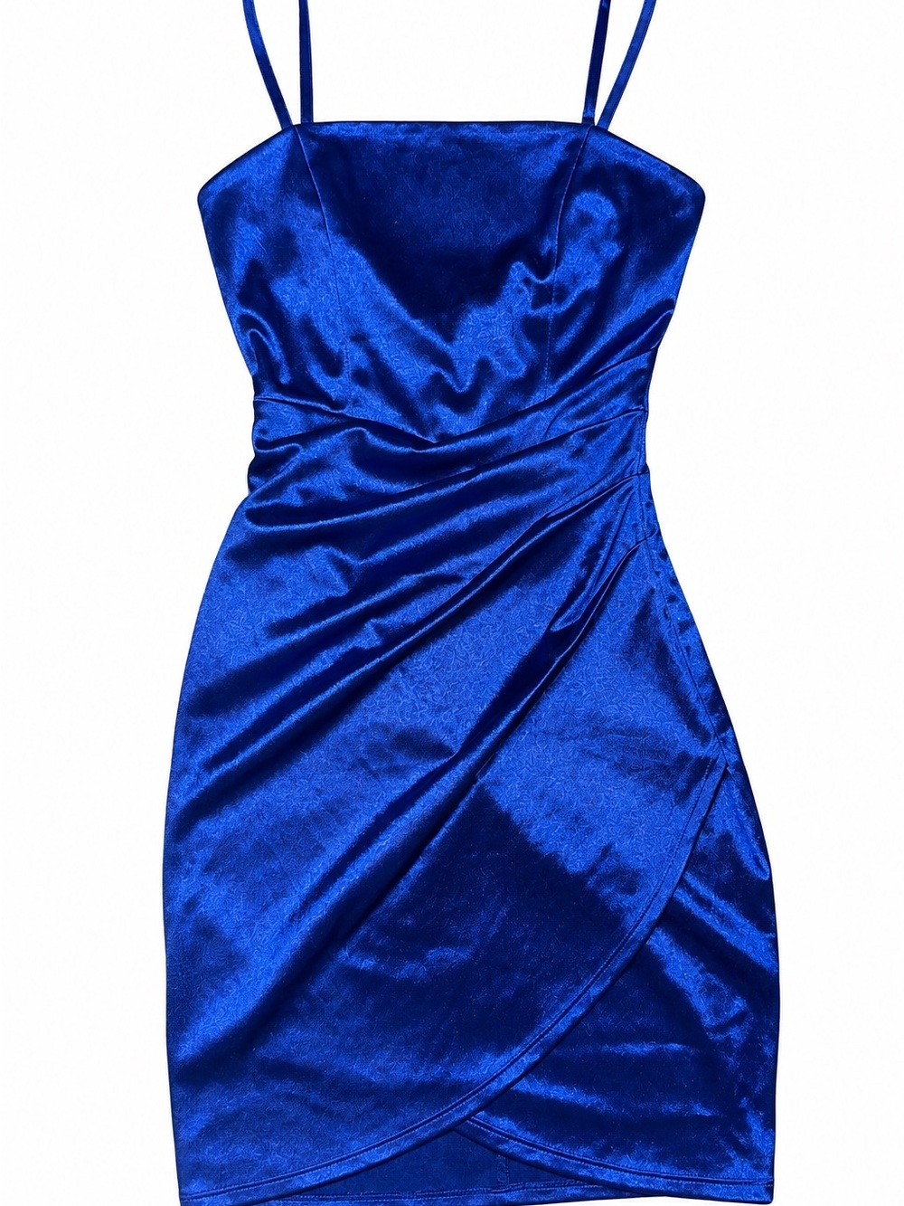 Emerald Sundae Cobalt Blue Satin Spaghetti-Strap Mini Dress Hoco